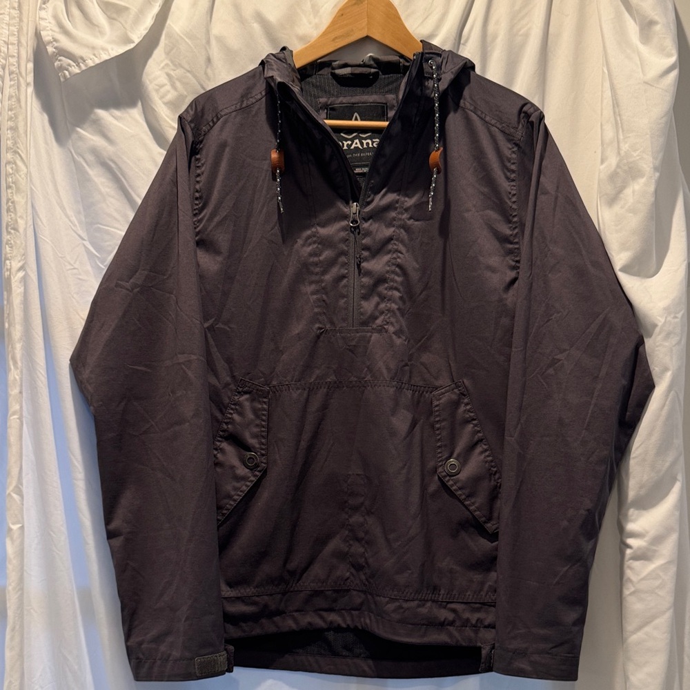NWOT‎ Prana Pullover Anorak Jacket Hooded Half Zip Brown Men's Small